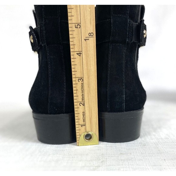 Tommy Hilfiger Women’s Bootie Black Size 10M Suede Boots Chelsea Gold Hardware - Picture 15 of 16
